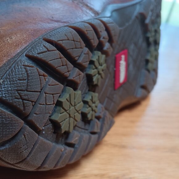 The North Face Purna Luxe Winter Boots Pebbled Leather Mid Calf Lace Up Brown Wo - Picture 2 of 12